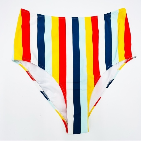 NWT Cupshe Striped High Waist Bikini Swim Bottoms - Picture 1 of 6